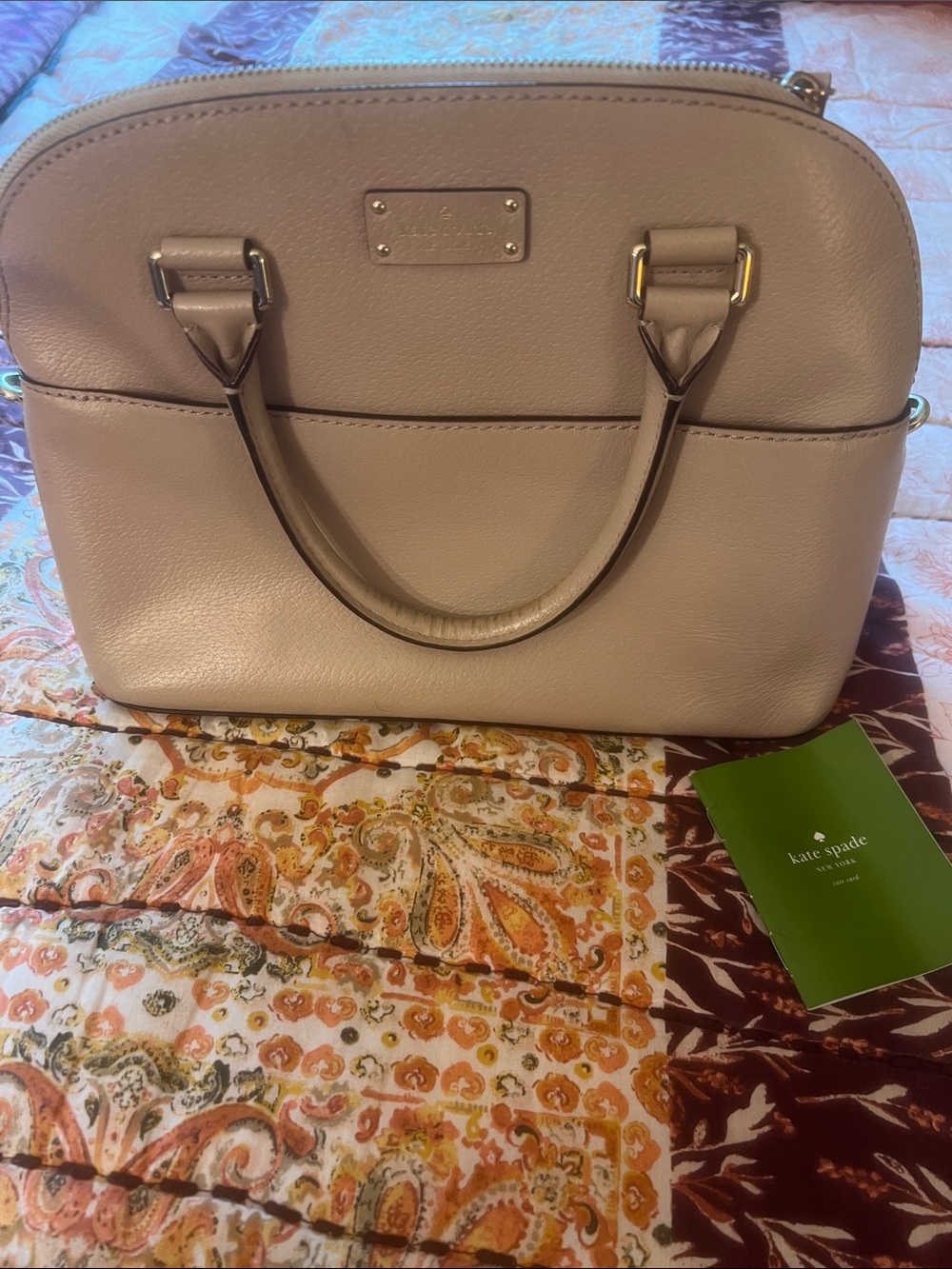 kate spade Pebble Leather Dome Satchel in Light Mauve